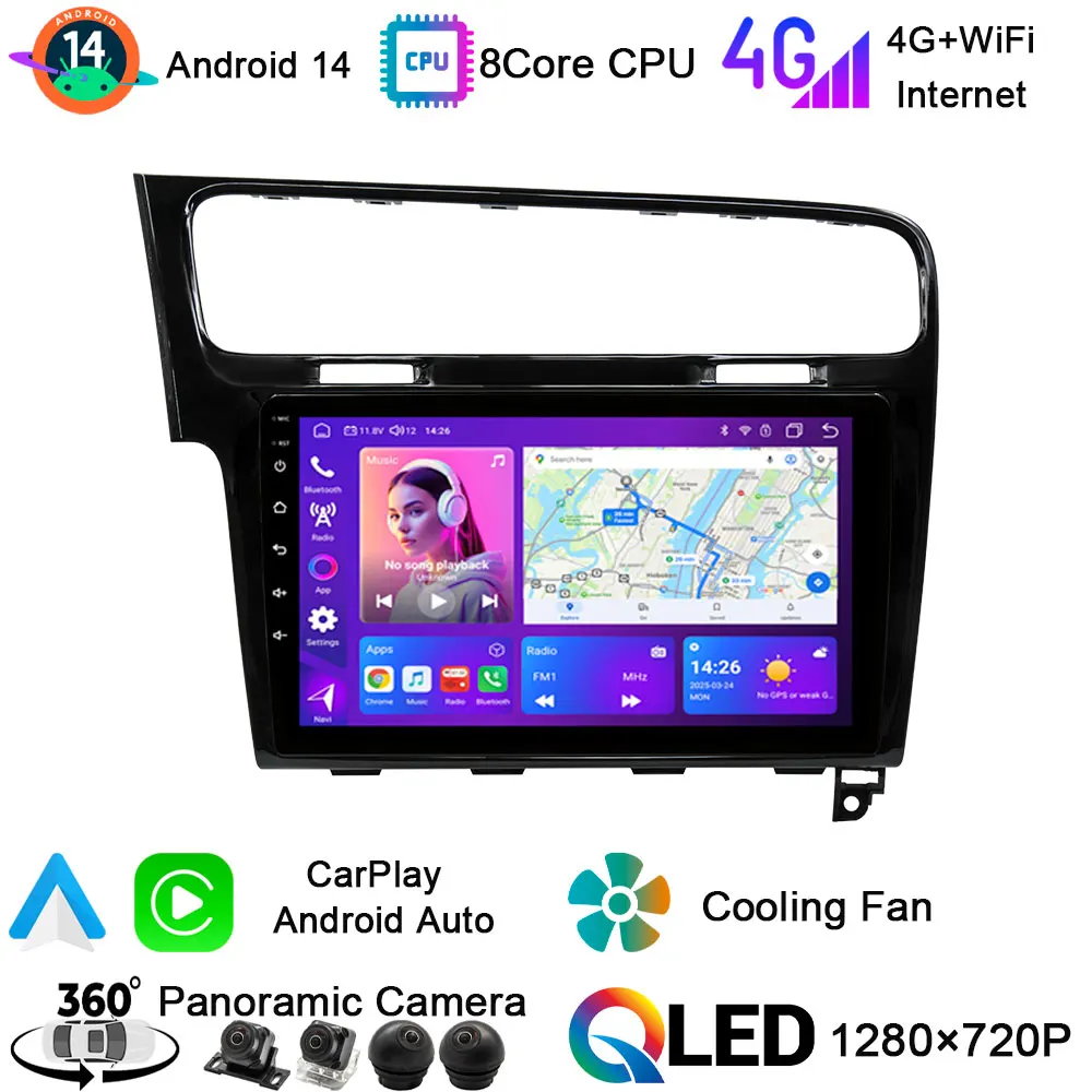 

10-inAndroid14 Car GPS Multimedia Radio VideoPlayer Stereo DSP AutoCarplay 4G SIM WiFi DAB For Volkswagen VW Golf Mk7 2012-2021