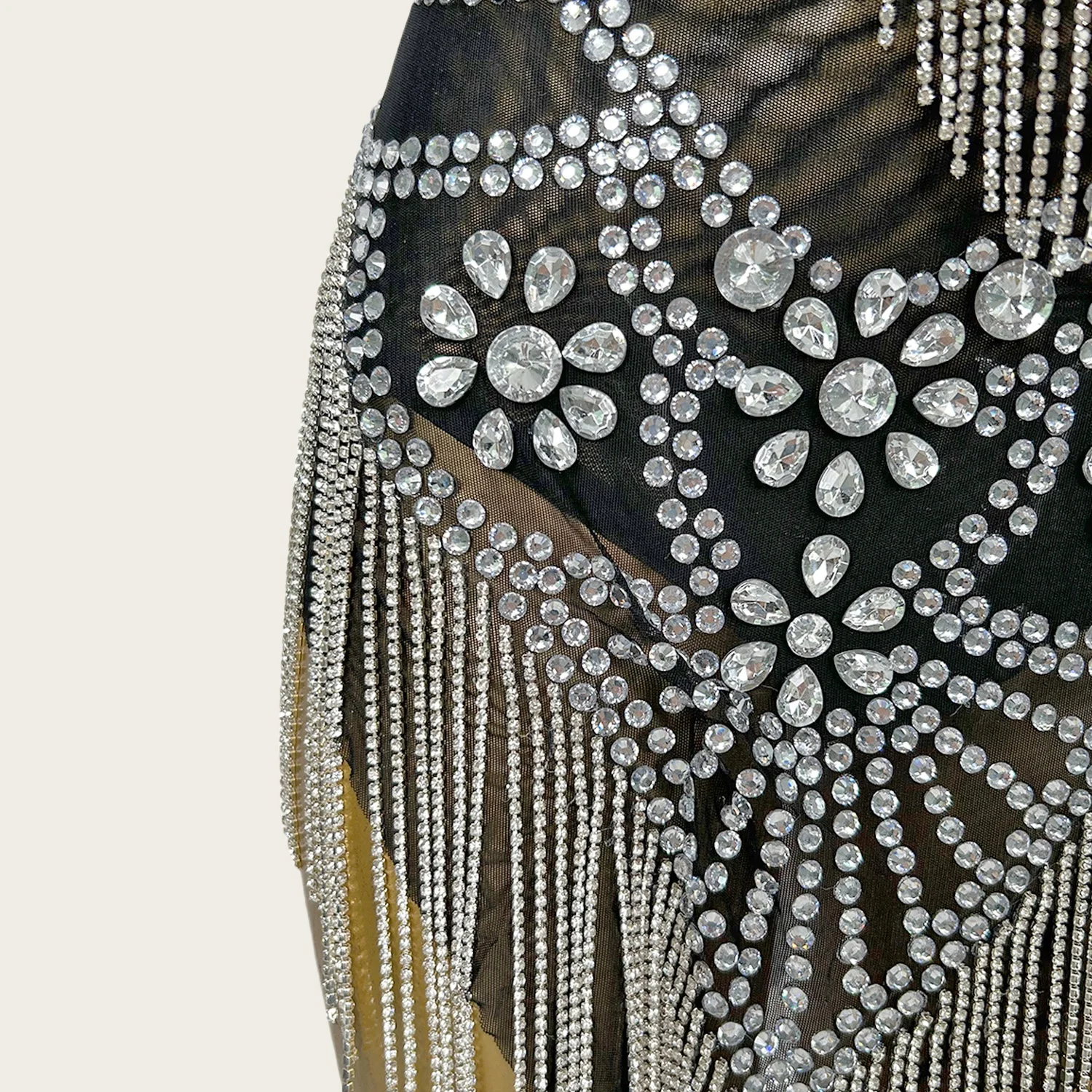 Yelian Luxury Rhinestone Tassel Sparkly Mini Dress Sexy Women Latin Dance Wear Party Outfit Evening Dress Celebrate Prom Couture