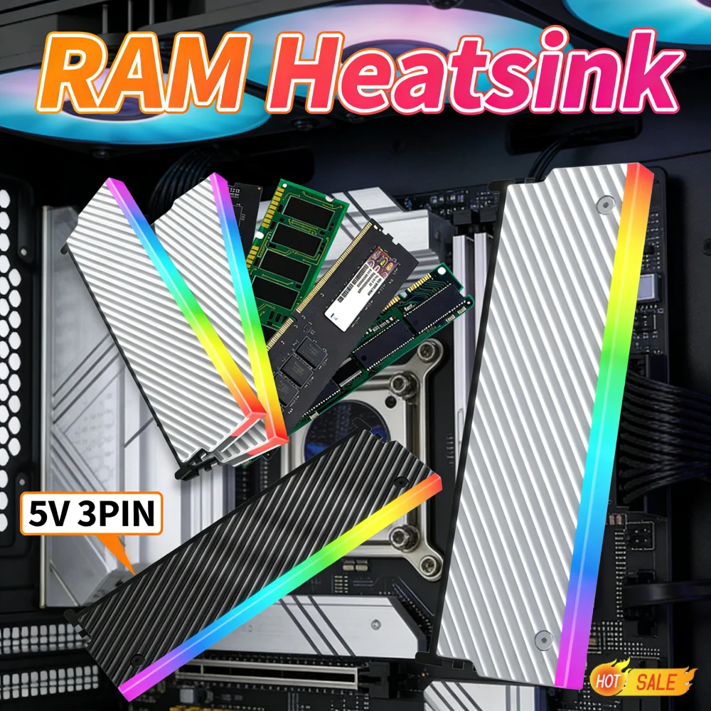 

Кулер для оперативной памяти DDR 5В 3PIN ARGB с термопрокладкой, охлаждающий жилет для памяти ПК для DDR2 DDR3 DDR4 DDR5 для настольных компьютеров