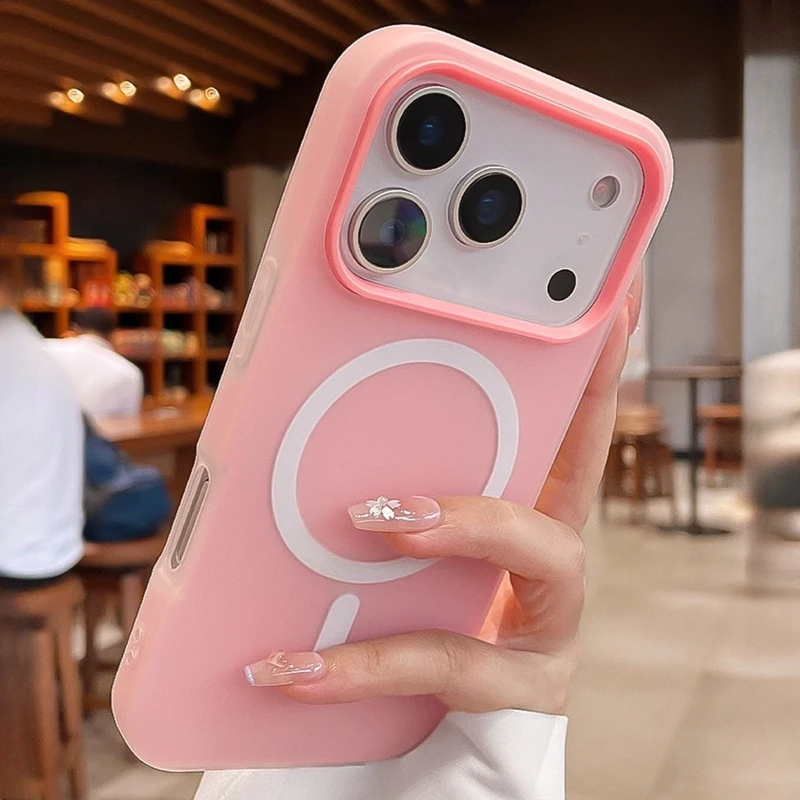 Luxo 2 em 1 magnético à prova de choque caso para iphone 17 pro max ar 16 15 14 plus 13 12 11 silicone líquido magsafe pára-choques capa