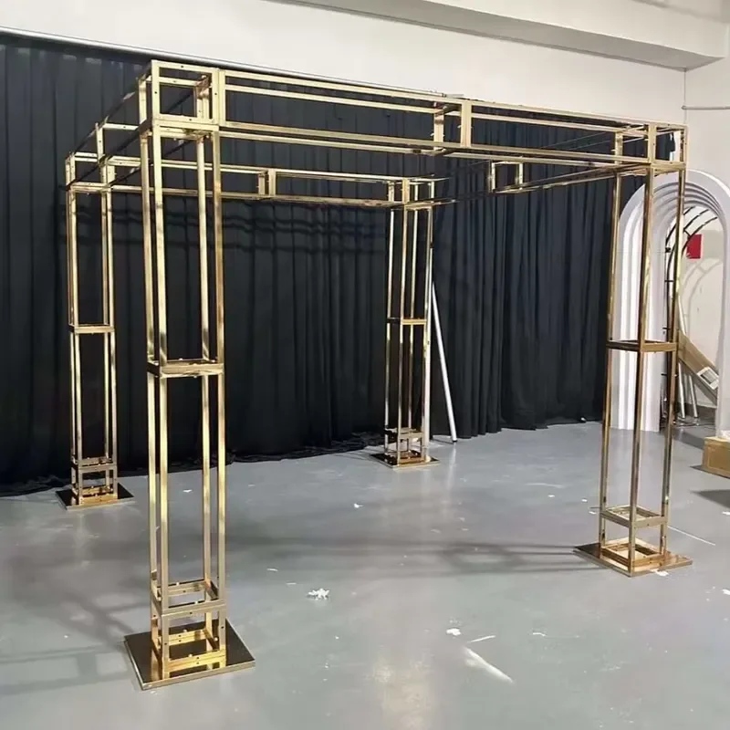 Gold Metal Iron Frame Arch Flower Stand Metal Arch Wedding Backdrop Decoration Large Wedding Background Stage Decor Metal
