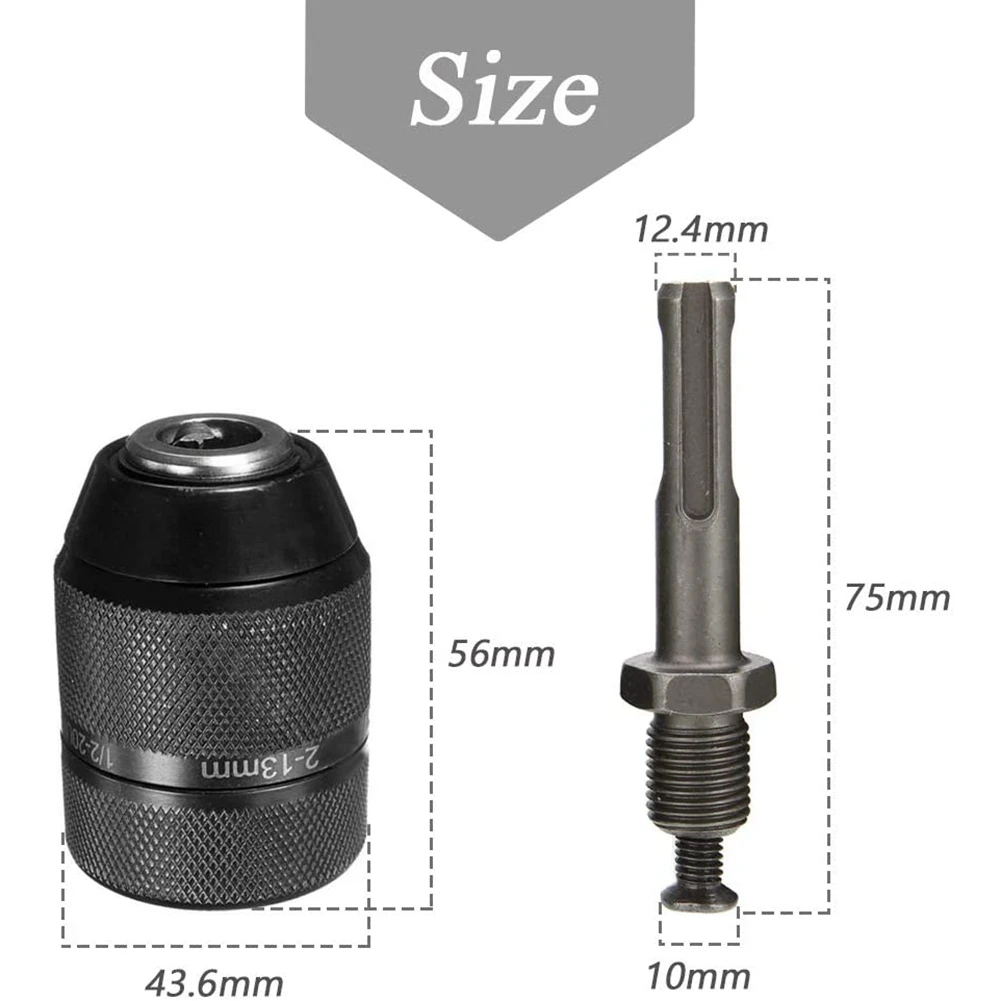 Imagem -04 - Mandril Keyless com Adaptador de Haste Sds Plus Perfuração de Impacto Adaptador de Mudança Ferramenta Conversor 213 mm 220unf