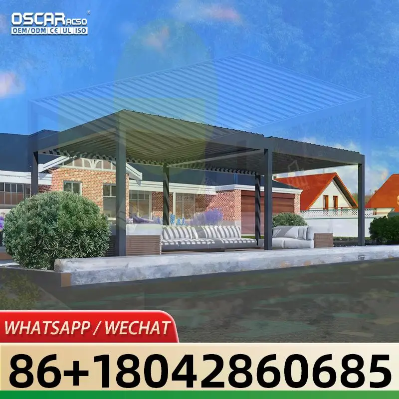 European Style Modular Freestanding Patio Cabana with Side Screen for Garden Sunshine pergola