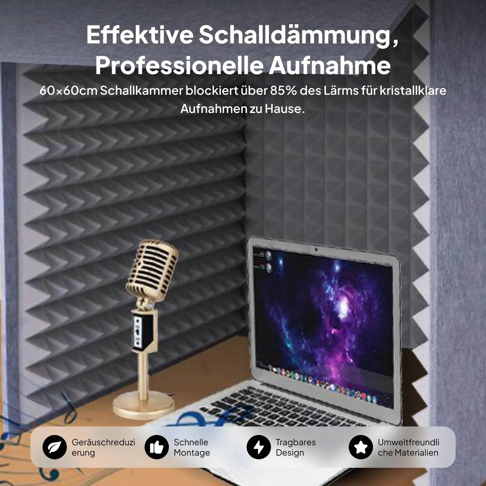 Portable Soundproof Booth Self Made Box Cover with Felt Polyurethane Material for Desktop Audio Recording and Podcast Studio