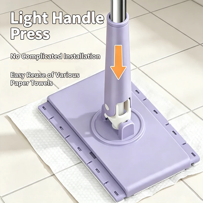 Flat Mop 360° Rotatable Floor Cleaning Mop Wet Dry Use Reusable Microfiber Cloth Disposable Wet Tissue For Home Kitchen Bathroom