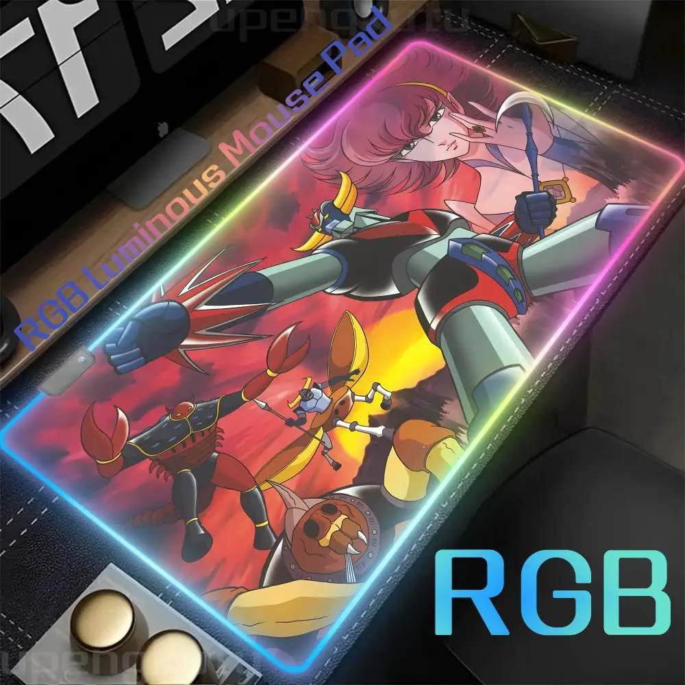 Kawaii Anime figures Mouse Pad Xxl 90x40 Pink art Grendizer Gamer keyboard RGB Non-Slip Rubber Edge pk control locking mouse mat