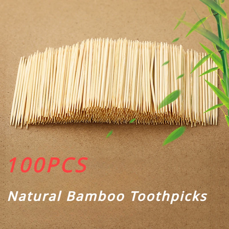 100pcs Double-headed Bamboo Toothpicks Natural Bamboo Toothpicks For Home Kitchen Travel Daily Life Oral Wooden Tooth Pick Care