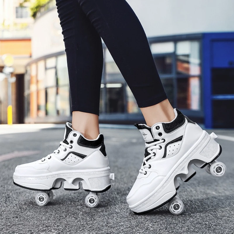 Generation 4-Wheel Retractable Roller Skates, Auto Retract Skate Shoes for Teens & Adults, Breathable High Load Capacity Sturdy