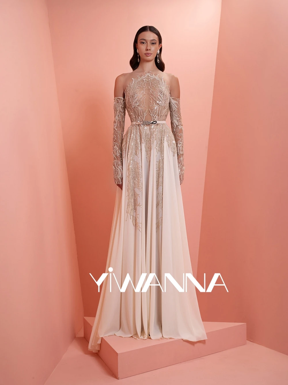 

Shimmering Beaded Chiffon A-line Long Evening Dress Elegant Off Shoulder Mother Of The Bride Dresses For Wedding Customzied Gown