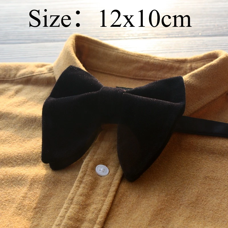 Design Velvet Large Bow Tie, Elegant British Style Bowtie Perfect Accessory For Wedding Tuxedo, Evening Dress And Formal Banquet