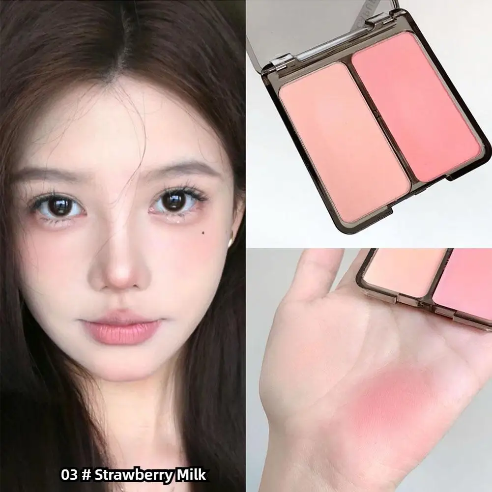 Dual Color Blush Palette เฉดสีเม็ดสีแวววาวสีแก้มติดทนนานเพื่อการแต่งหน้านู้ดที่สดใส X4C9