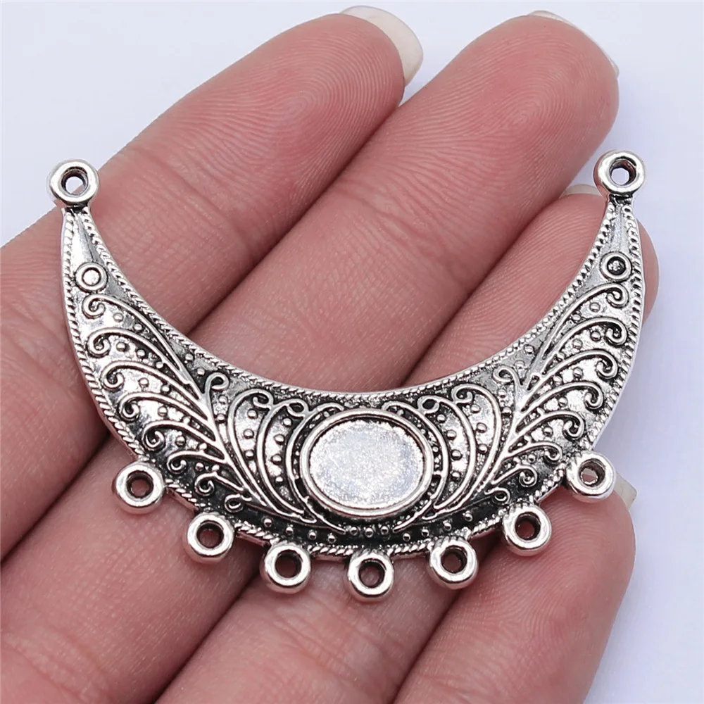 5Pcs/Lot 52x44mm Antique Silver Color Necklace Connector For Jewelry Making DIY Jewelry Findings