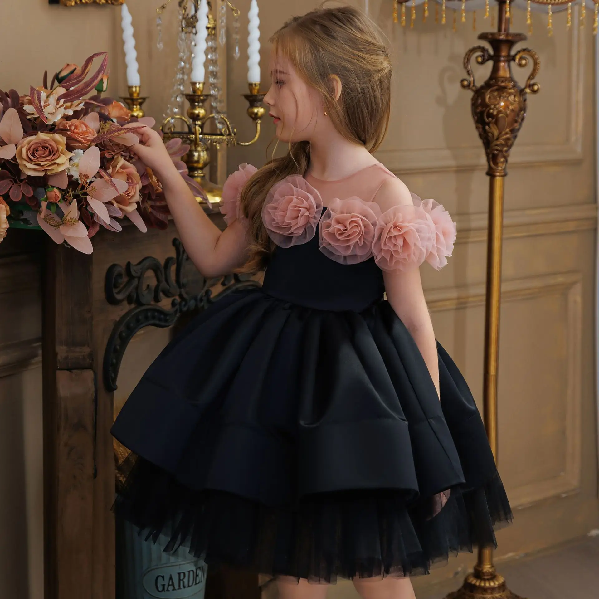 

Elegant Dress For Girl Flower Princess Dress Kids Birthday Party Pageant Gown Luxury Festive Dress Girl Stage Performance Dress