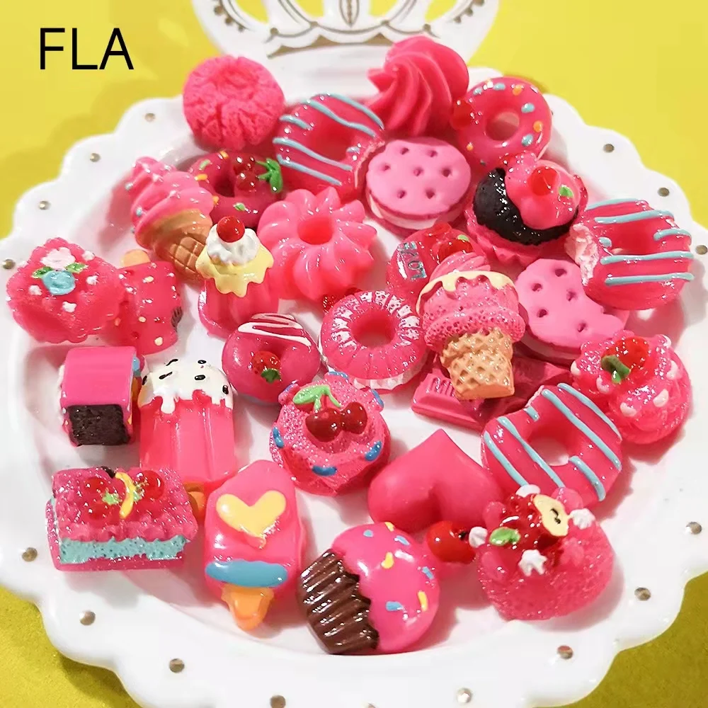 10 PCS Food Miniature Decoration Mini Children's Kitchen Resin Donuts Decoration Candy Cookies DIY Phone Case Decor