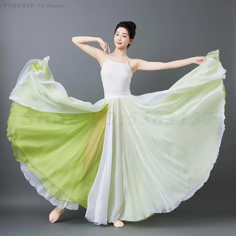 Gonne Lunghe Classiche da Ballo per Donne, Abito da Danza Bicolore, Gonna per Flamenco, Tango e Danza Latina, Costumi per Spettacoli e Festival