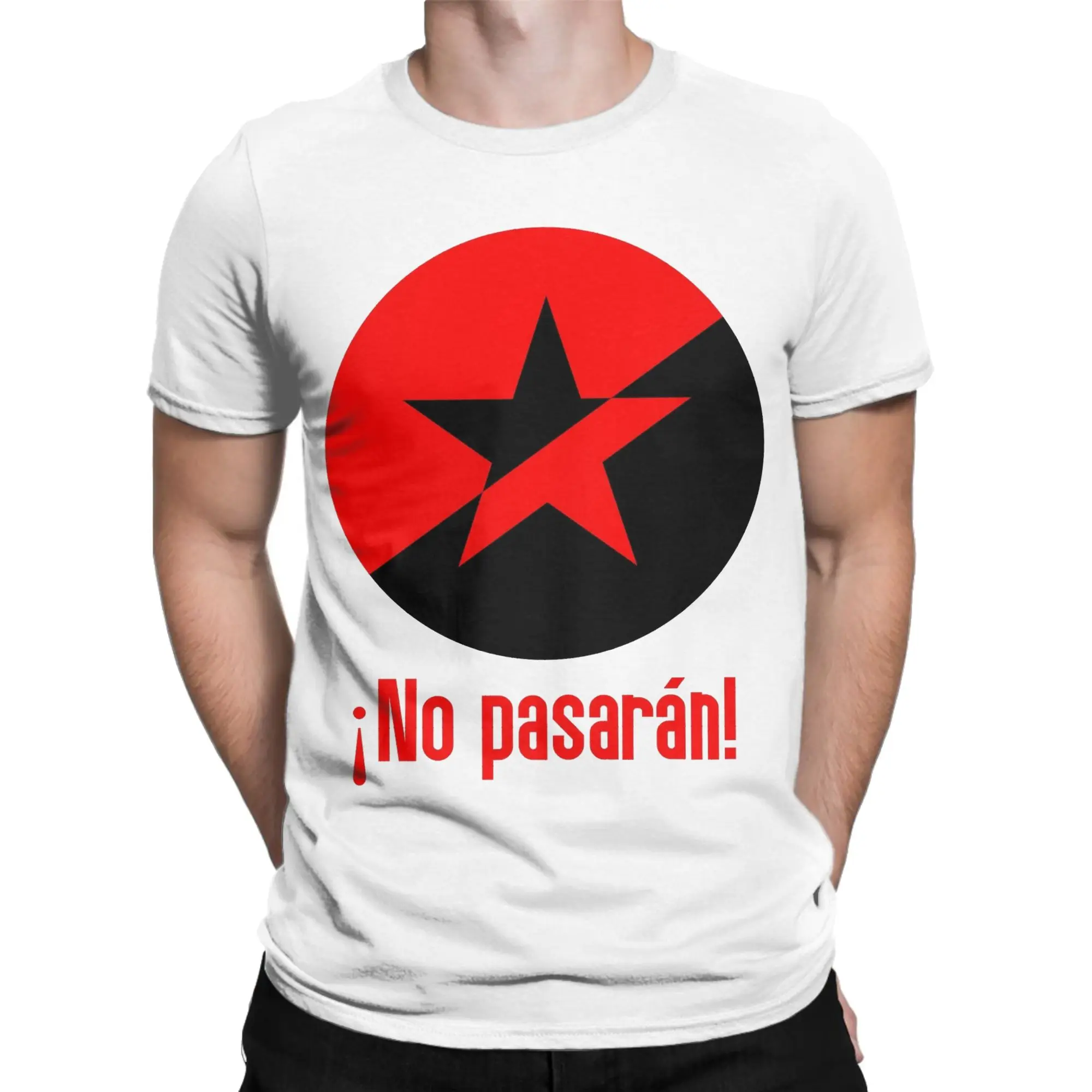 Antifa No Pasaran T Shirt for Men Women Pure Cotton Vintage T-Shirts Crewneck  Tees Short Sleeve Clothes Gift