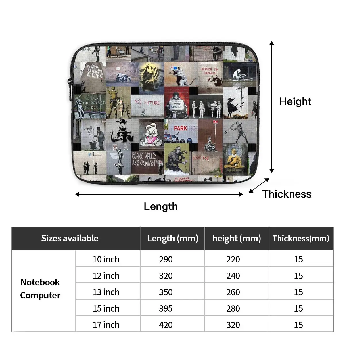 بانكسي إنجلترا ستريت آرت جرافيتي حقيبة كمبيوتر محمول حافظة لماك بوك 15 17 بوصة حقيبة دفتر كم حقيبة مقاومة للصدمات