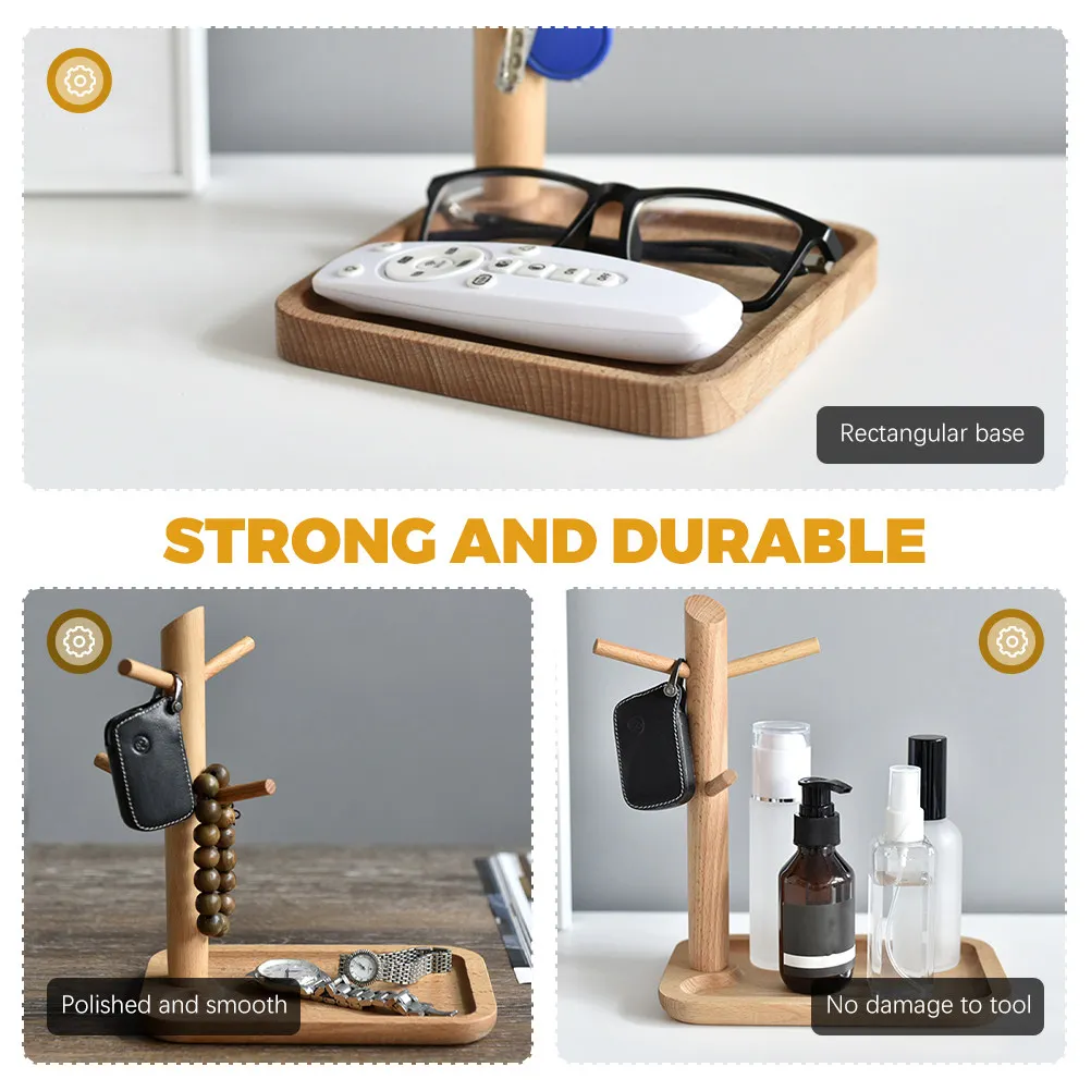 

Wooden Jewelry Tray Key Holder Entryway Catchall Tray Jewelry Stand Organizer for Rings Necklaces Vanity Display Station