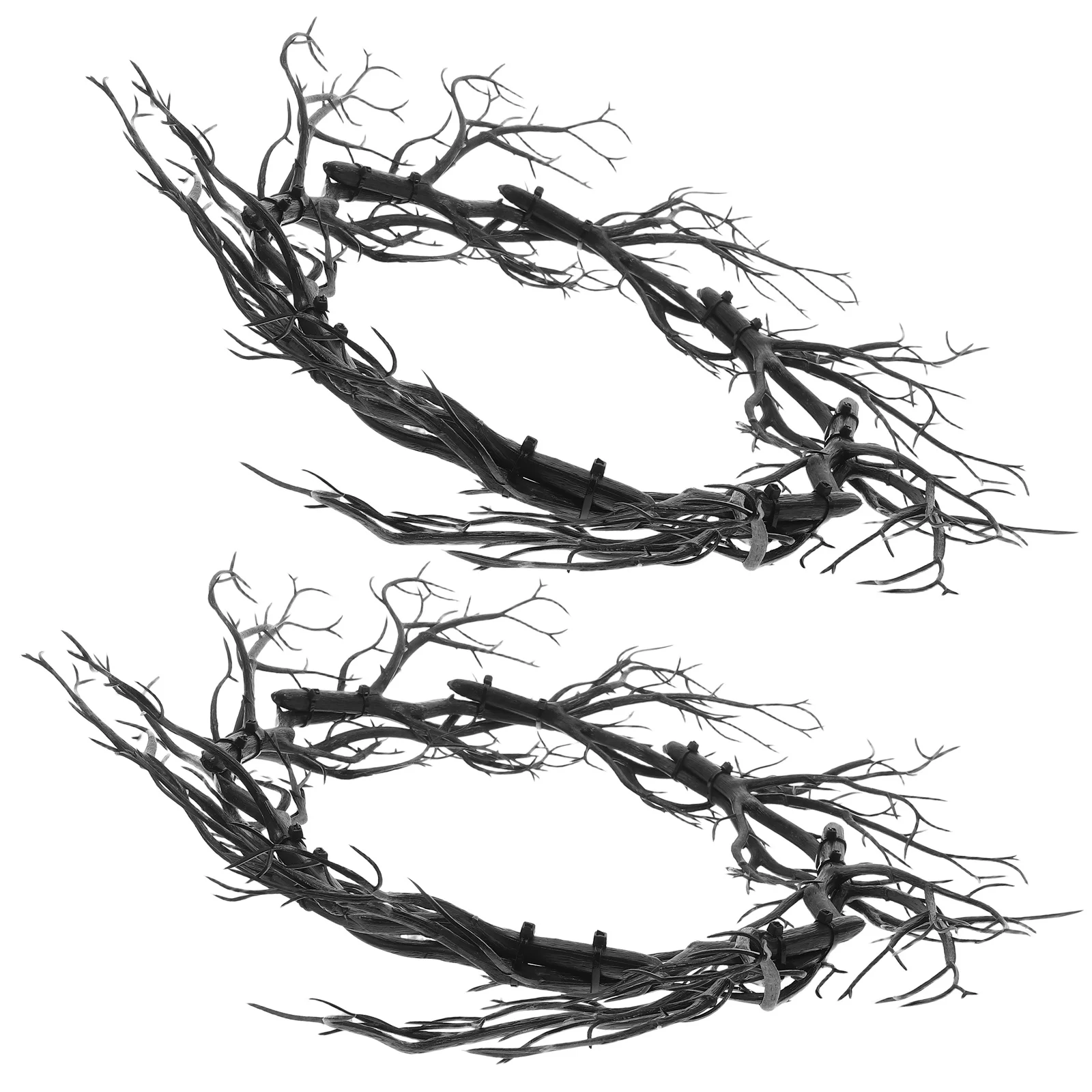 

2Pcs Artificial Black Twig Halloween Wreath Branch Scary Front Door Hanging Decoration Indoor Outdoor Party Twig Wreath