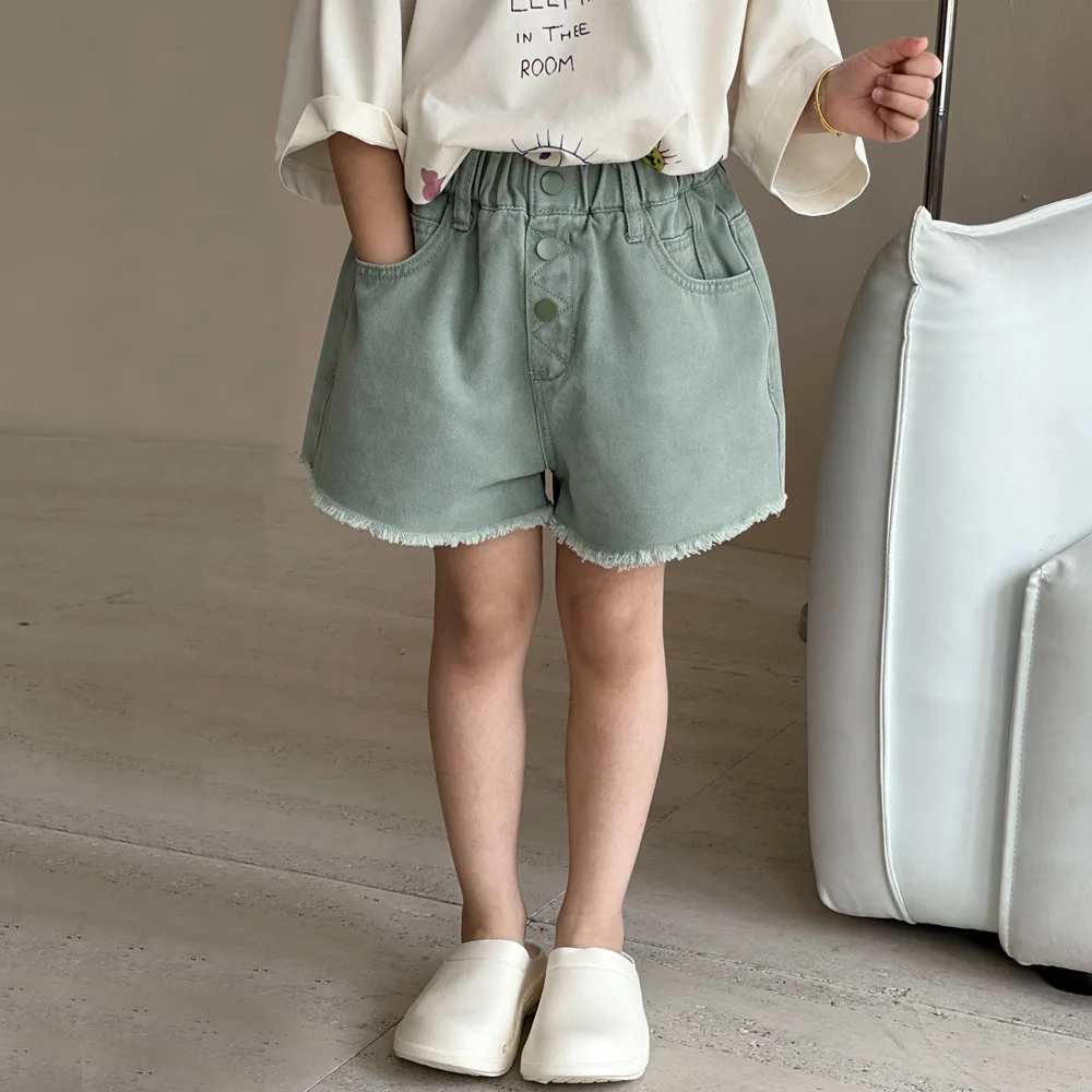 

Girls Summer Pants 2024 New Korean Style Children Summer Casual Pants Shorts All Match Large Children Denim Shorts