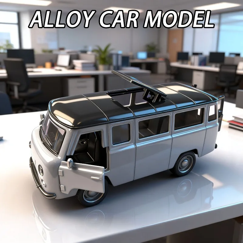 1:36 Traveler Van Diecast Alloy Classic Minibus Model with Openable Doors for Car Collectors Hobby Display Desktop Decoration - view 3