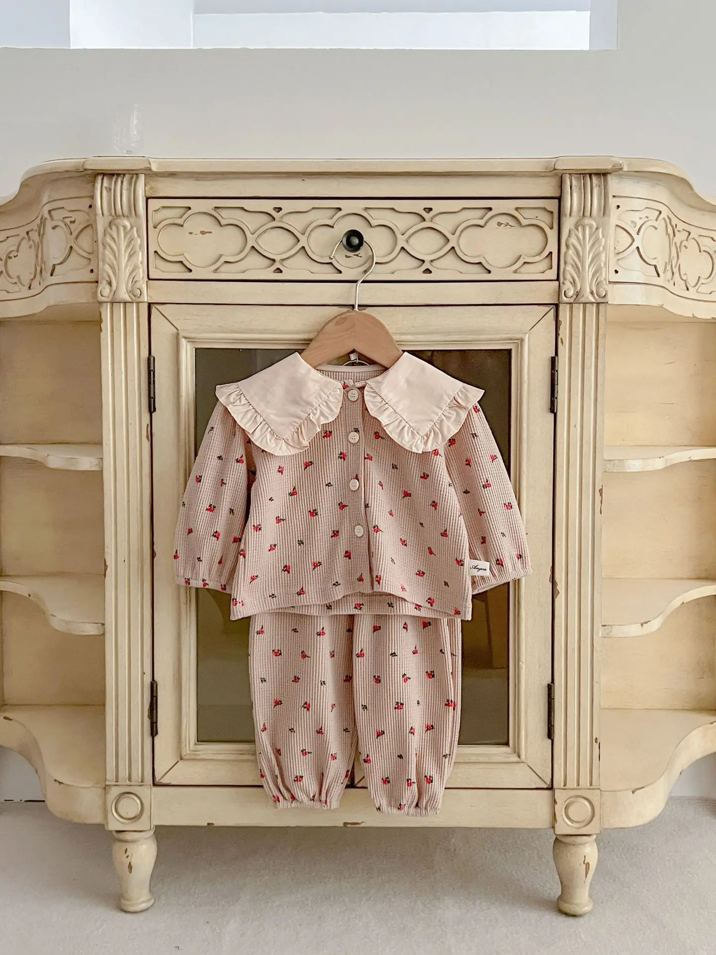 2024 Spring New Baby Girl Infant Korean Style Suit Printed Lapel Cute Floral Home Clothes Two-piece Set