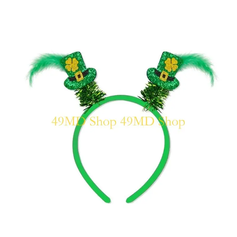 49MD Multiple Type Patricks Day Headband Shamrock Hair Hoop Festival Performances Headpiece Christmas Gift for Couple
