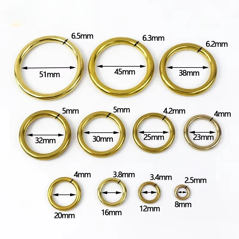 Deepeel 2-10Pcs 8-51mm Brass O Ring Buckle Leather Bag Strap Connector Round Rings Hardware Purse Handle Loop DIY Accessories