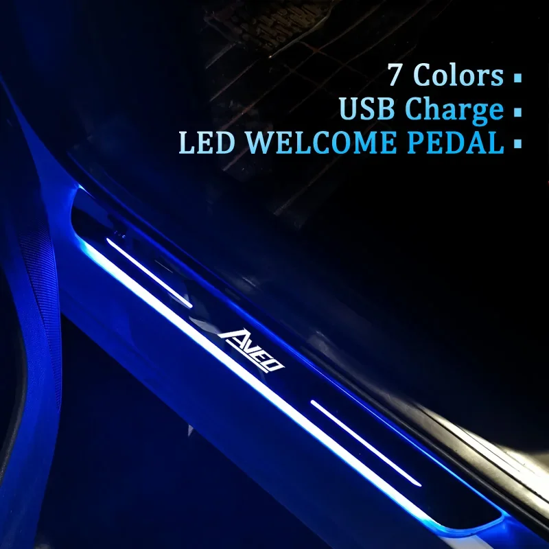 Placa de desgaste de paso de coche para Chevrolet Aveo 2010-2022 LED intermitente Pedal de bienvenida protector de alféizar de puerta luz de maletero de camino