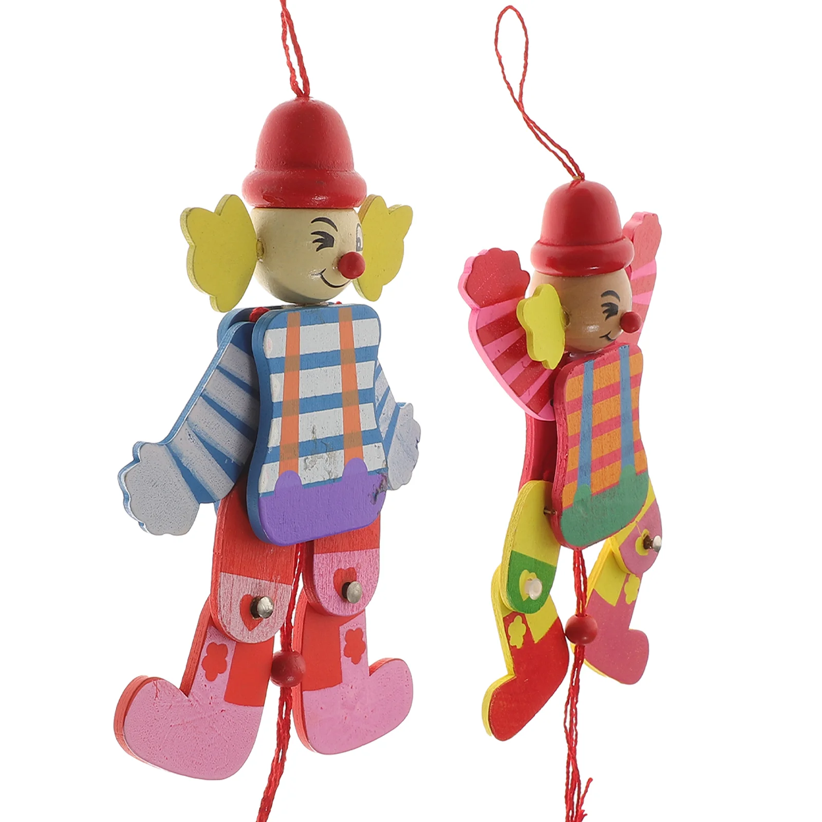 2 Pcs Clown Puppet Marionette Kids Wood Children’s Toys Childrens Puppets Wooden Funny Craft