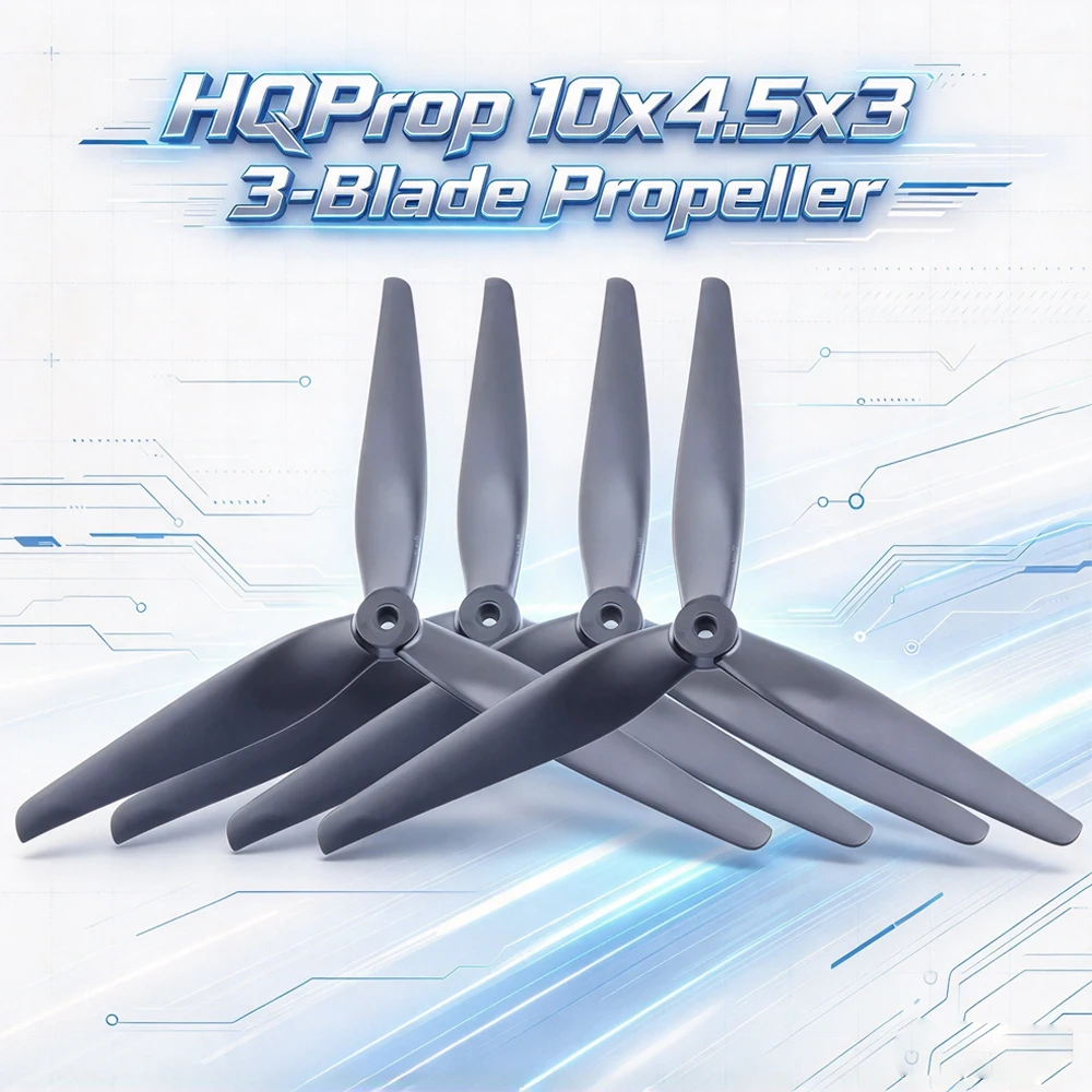 1Pair HQProp 10x4.5x3 3-Blade Propeller CCW/CW 10inch/ 9inch 3 Blades Black Carbon Reinforced Nylon Propeller for Rc FPV Drone