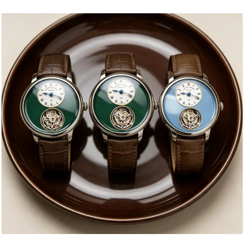 ntgfMC-02 and 02N Tourbillon Mechanical Men's Casual Watch Enamel Mother Shell Custom Suspension