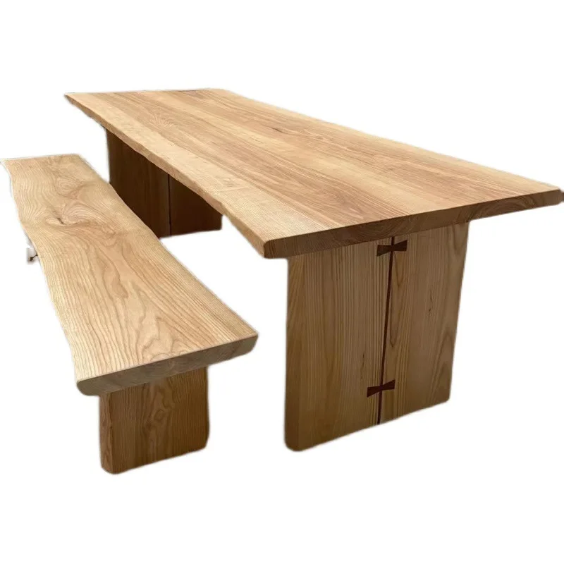 Ash wood double parcel large board dining table log workbench just talk about the desk solid wood table natural wind