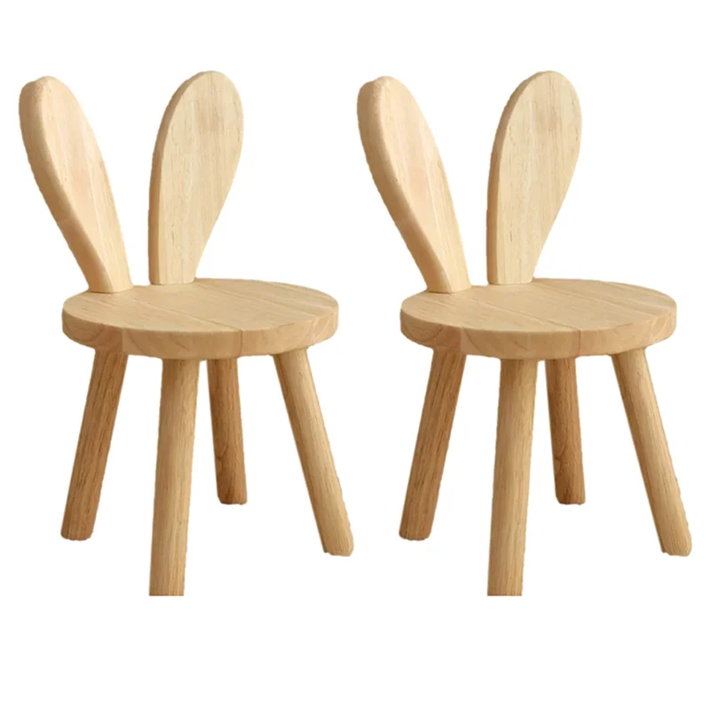 ABLN-2X Small Board Stool, Cute Ears Solid Wood Small Stool, Decorative Stool Children Chair