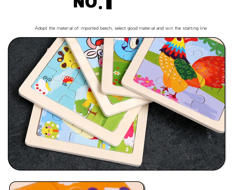 Heißer Verkauf 11X11CM Kinder Holz Puzzle Baby Cartoon Tier Verkehrs Tangram Holz Puzzle Pädagogisches Puzzle Spielzeug Für kinder Geschenke – Detail 13