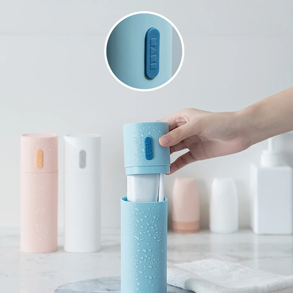 Travel Toothbrush Box Toothpaste Storage Case Compact Small Portable Multifunctional Tooth Brushing Mug Pink Toothbrush Box