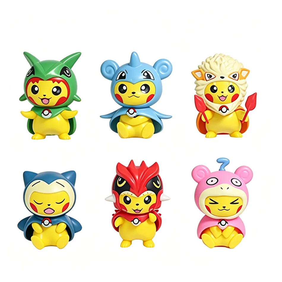 1 Set Pocket Monsters Anime-Figur Kawaii Pikachu im Verkleidungslook Actionfiguren PVC Erwachsenen-Sammelmodell Puppen Spielzeug Geschenk