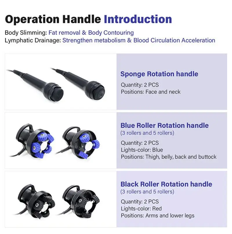 Vertical 6 in 1 Strong 360°Rotation Facial Lift & Body Shape 5 Heads Roller Massage Machine for Muscle Relax