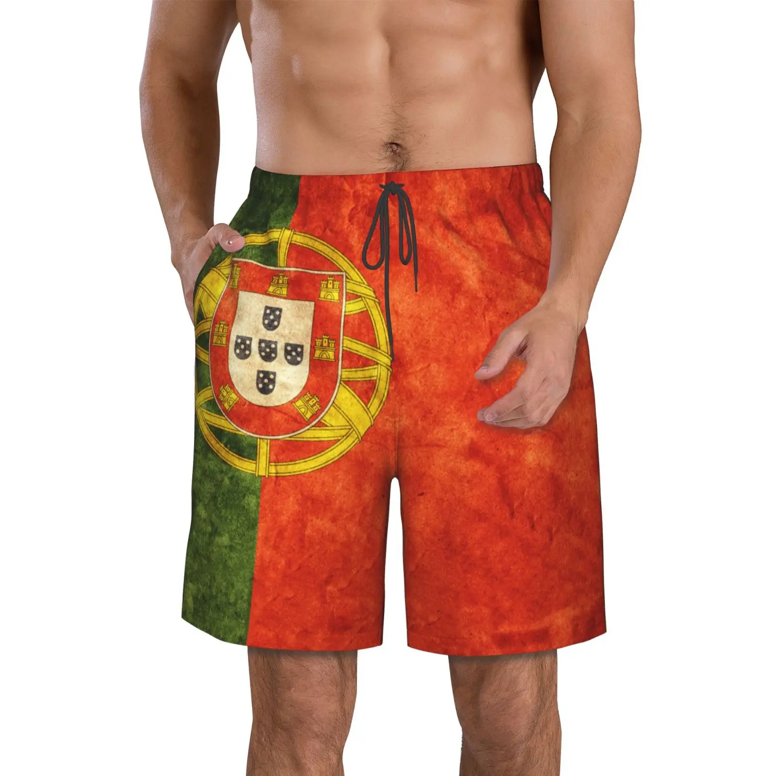 Men\'s Portugal Flag Portuguese Fans Beach Pants Shorts Surfing M-2XL Polyester Swimwear Running