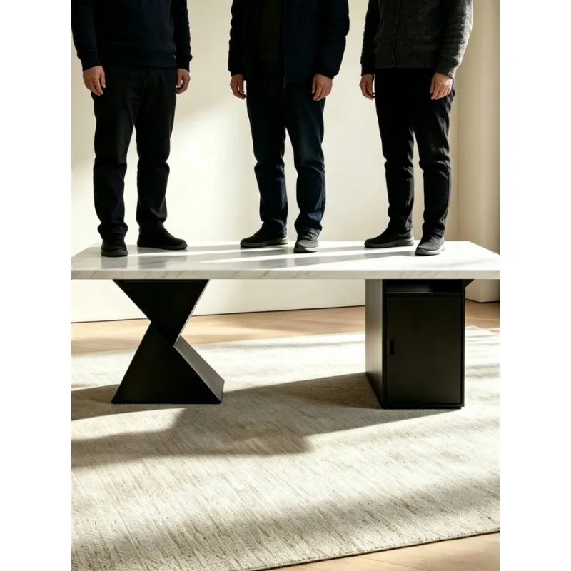 Light luxury dining table bracket marble table leg strap storage cabinet large plate table base desk rack tea