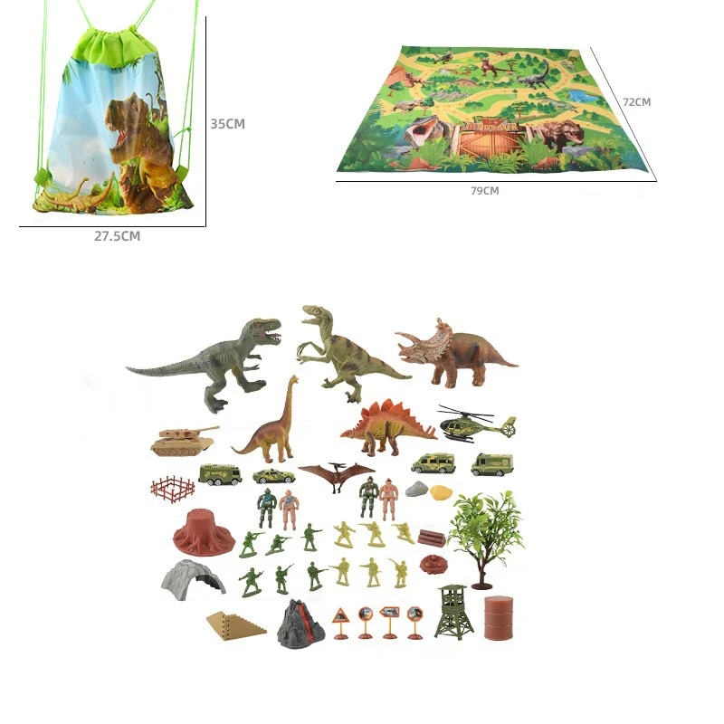 Dinosaur Toys Dinosaur Figures Children's Simulation Dinosaur Toy Set Non-Woven Dinosaur World Carpet Scene Model