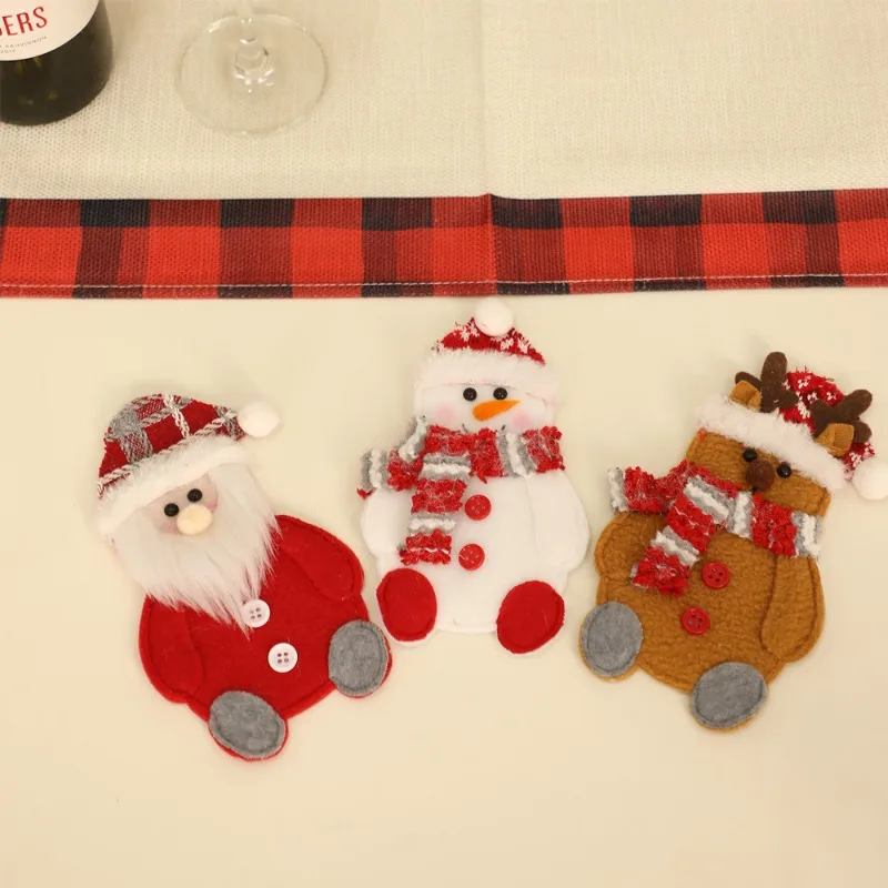 Christmas Cutlery Holders Felt Fork Knife Pocket Santa Claus Tableware Decor Holder Bags Xmas New Year Party Dinner Table Decor