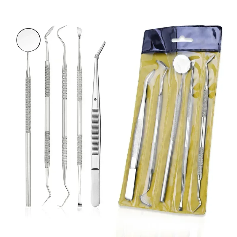 

1set High Quality Stainless Steel Dental Instruments Mouth Mirror Probe Plier Tweezers Teeth Tooth Clean Hygiene Kit