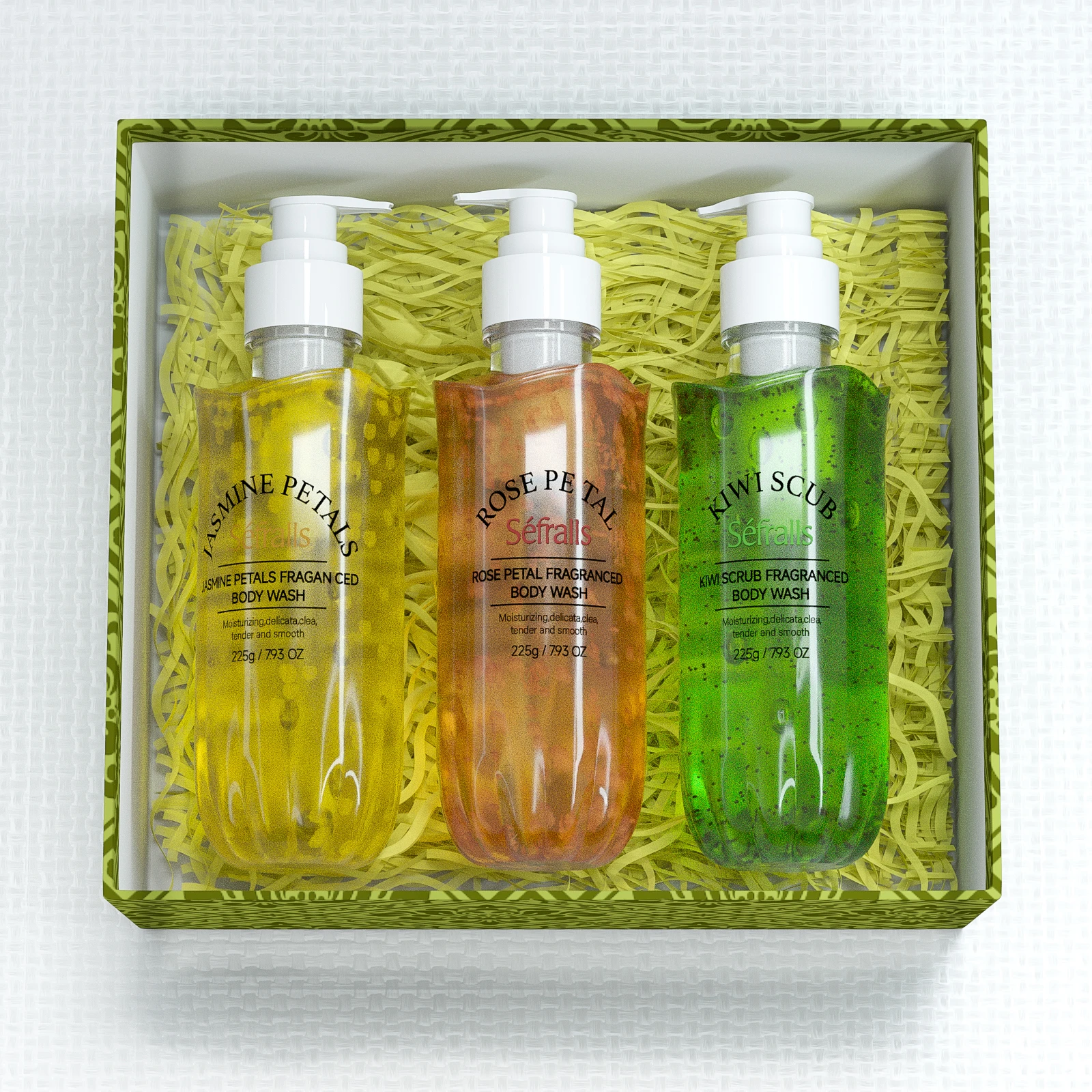 Séfralls Petal Fragrance Body Wash Set 225g*3pcs Deep Clean and Compact foam Easy to Clean and Lasting Fragrance