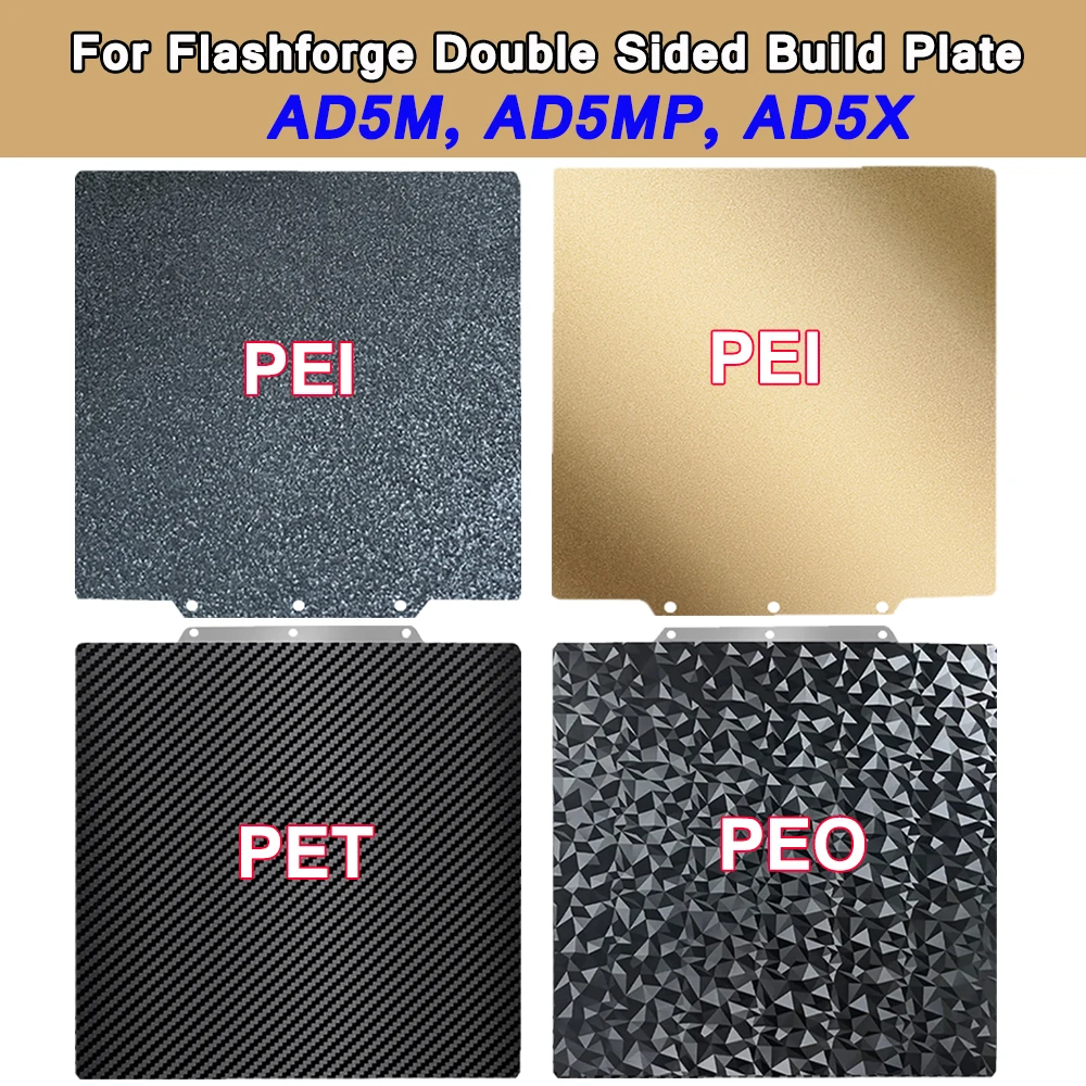 For Flashforge Adventurer 5M Build Plate AD5M Pro AD5X PEI PEO PET Spring Steel Sheet for Adventurer 5MPro AD5MP Bed Accessories