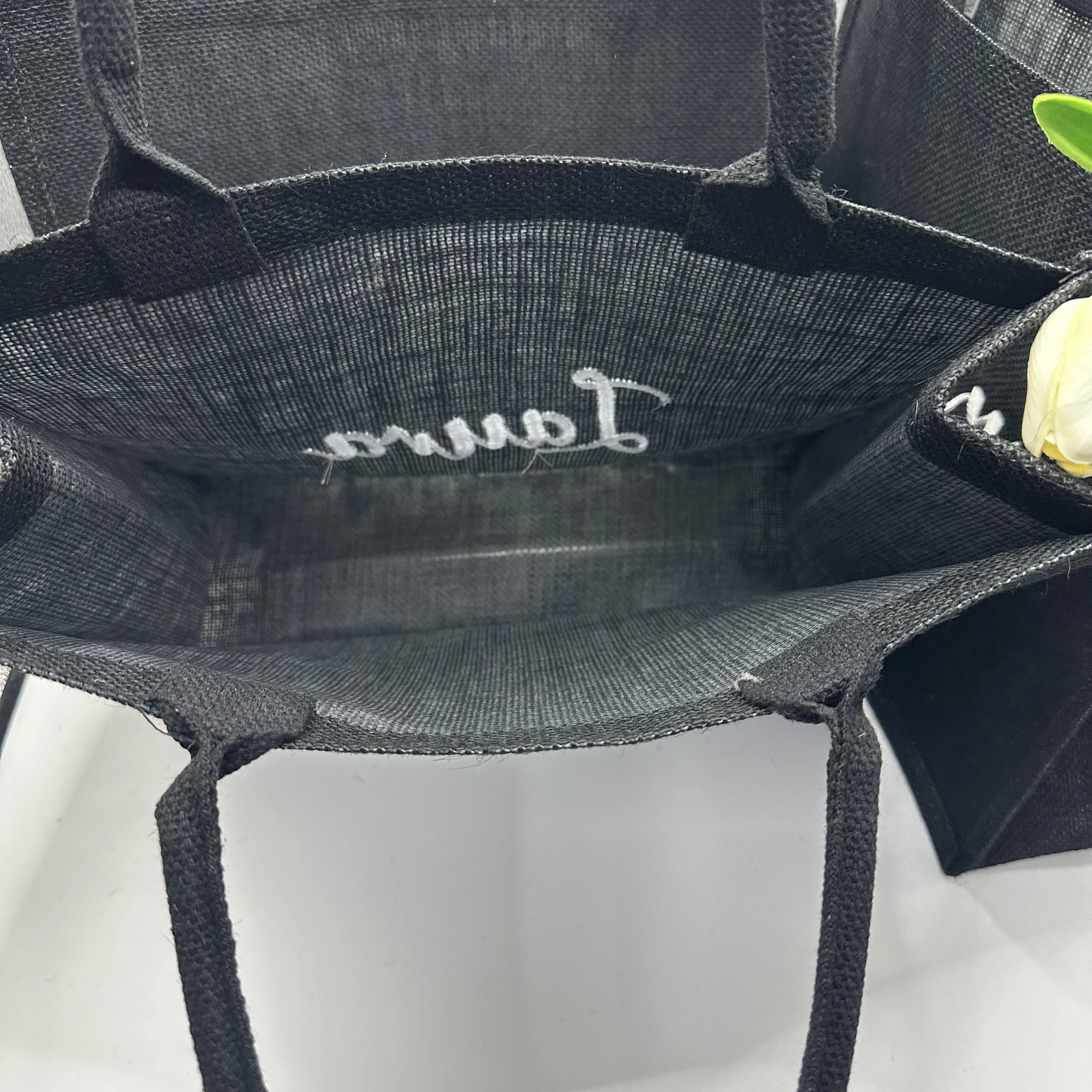 Personalized Custom Bridesmaid Gift With Black Linen Bag, Customized Name, Environmentally Friendly Shopping Bag