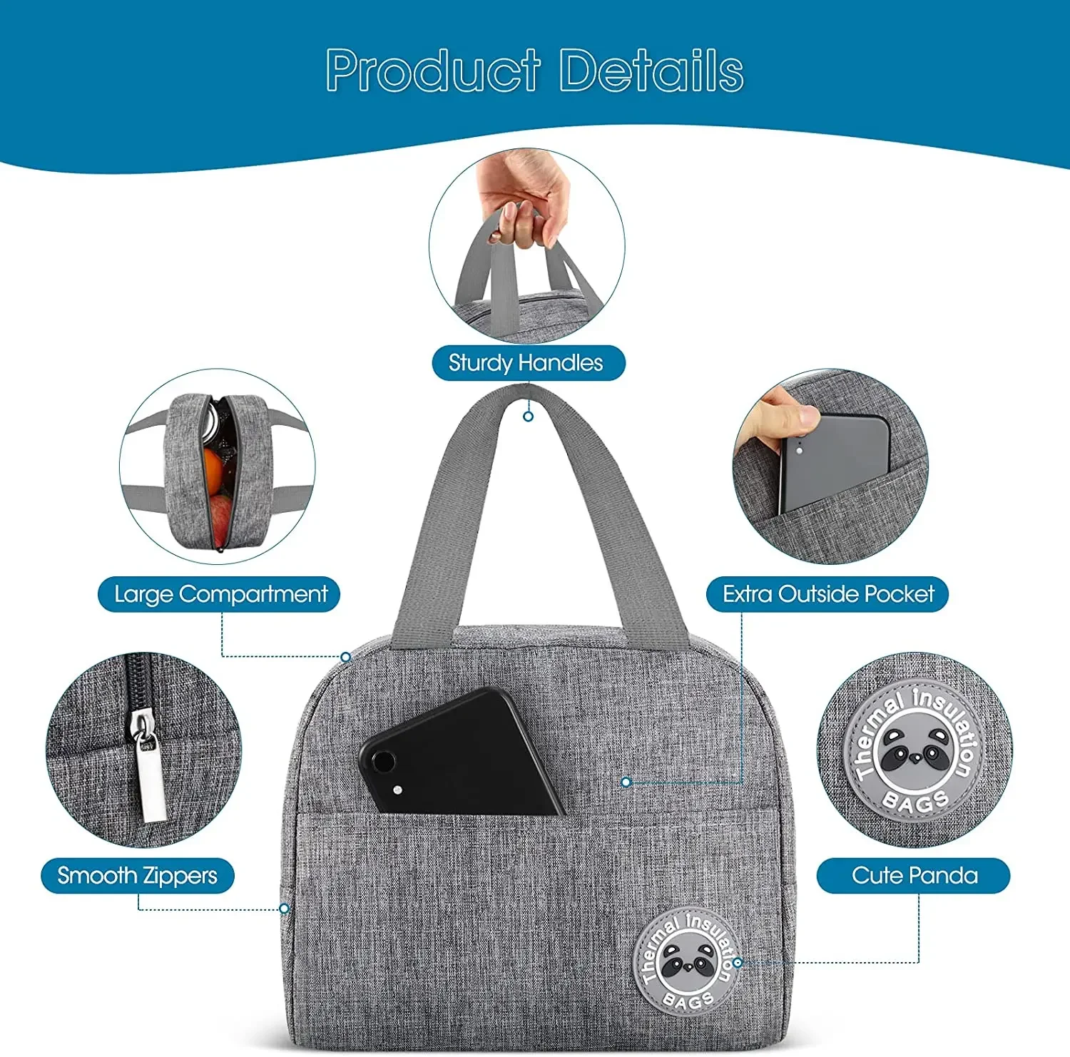 2023 Women Insulated Thermal Lunch Bags Work Child Portable Eco Handbag Ice Cooler Box Pack Organizer Food Lunchbox Picnic Tote