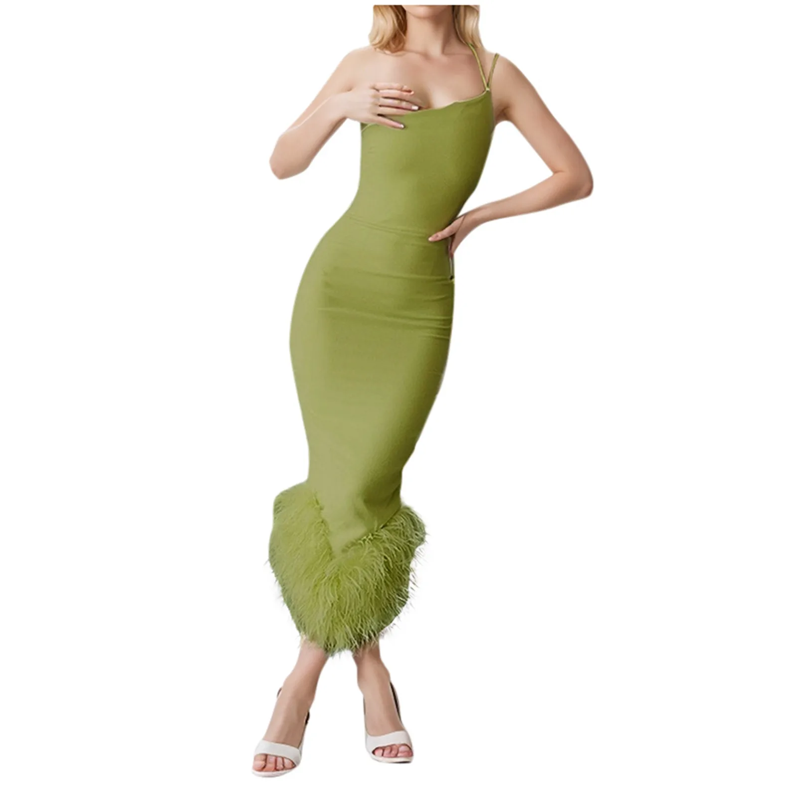 Robe sexy à ourlet frangé pour femmes, robe de soirée en queue de poisson enveloppée sur la poitrine, tambour coupe basse