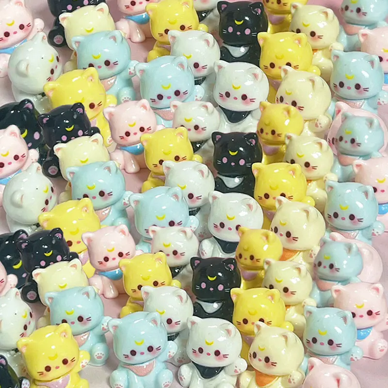 

6pcs New Kawaii Cartoon Cat Key Chain Resin Fashion Keyrings Bag Pendant Cute Keychain Couple Keychains Gifts Women for Jewelry