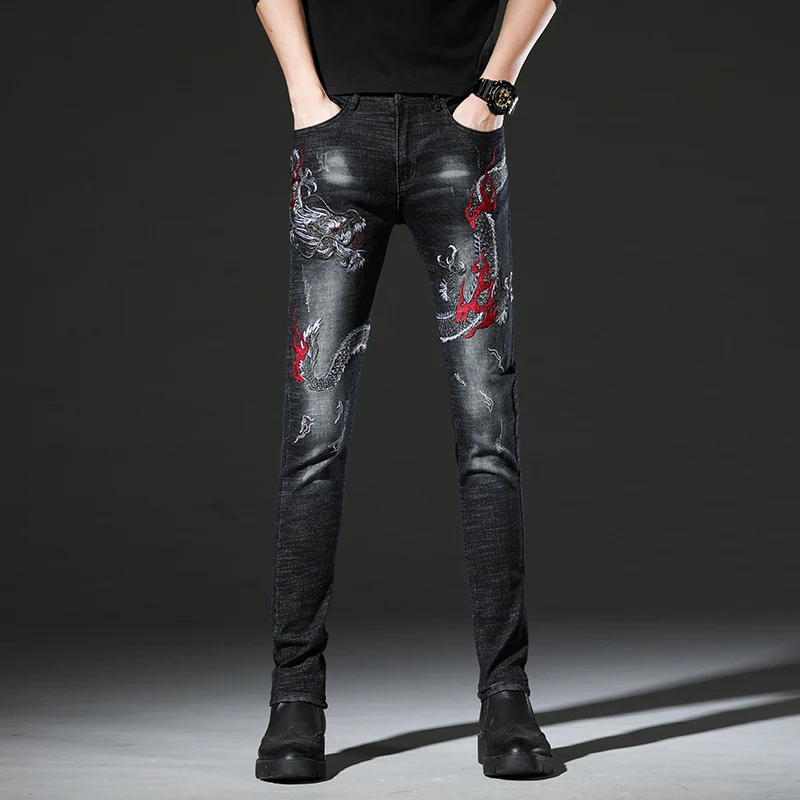 7767 fire dragon embroidery black